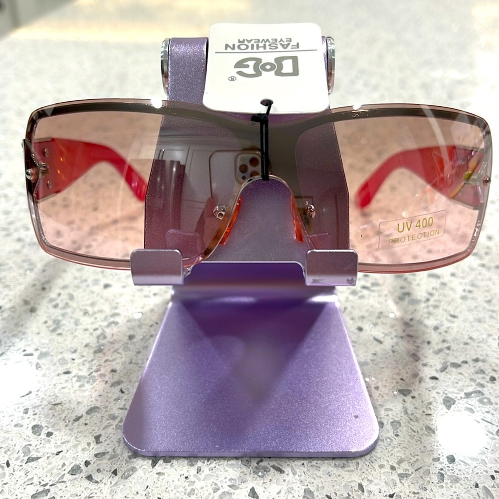 NWT DG PINK FASHION SUNGLASSES WOMENS SILVER FRAME LIGHT ROSE LENSES UVA-UVB